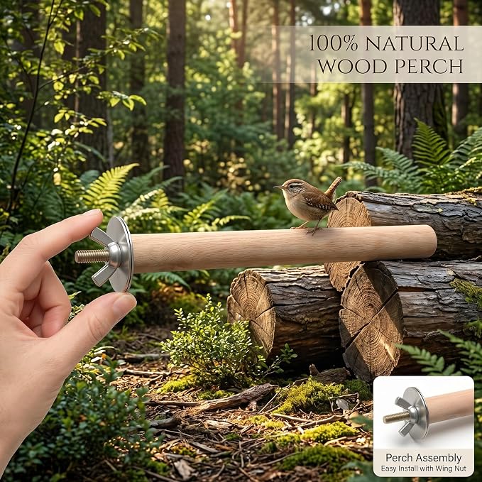 3Pcs Wooden Bird Perch – Natural Parrot Perches Stand with 3 Different Widths (3.9, 5.9, 7.9in), Climbing Branch Rods for Cockatiels, Parakeets, Budgies, Cage Accessories & Toys