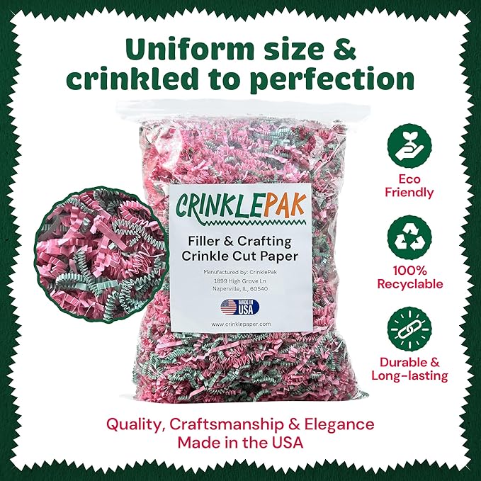 USA Made Crinkle Cut Paper Shred Filler Great for Shipping Packages, Gift Wrap, Basket Filling and All Other Occasions 8 oz Easter