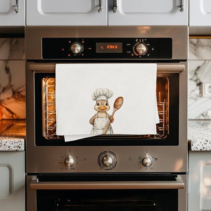 Funny Duck Chef Kitchen Towels, Duck Gifts for Women Men, Chef Gifts, Funny Farm Animal Decorative Dish Hand Tea Towels for Kitchen Bakery, 16x24 Inch