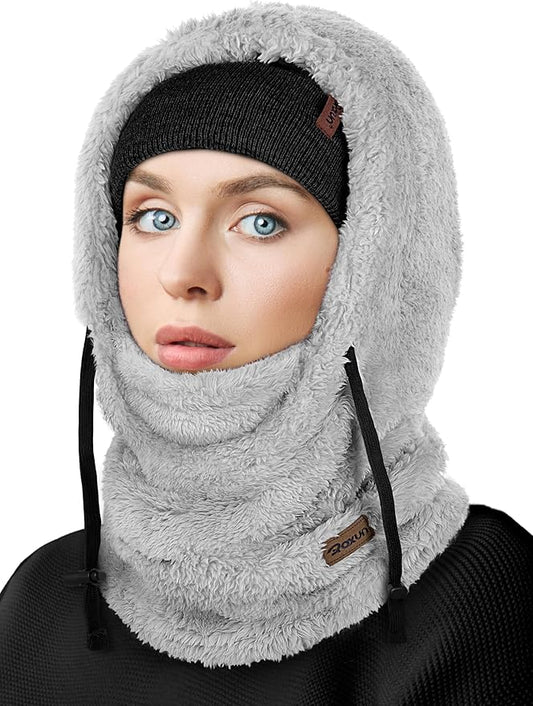 Ski Mask Fleece Balaclava, Windproof Face Mask Winter Warm Neck Cover Hat Hood for Men Women