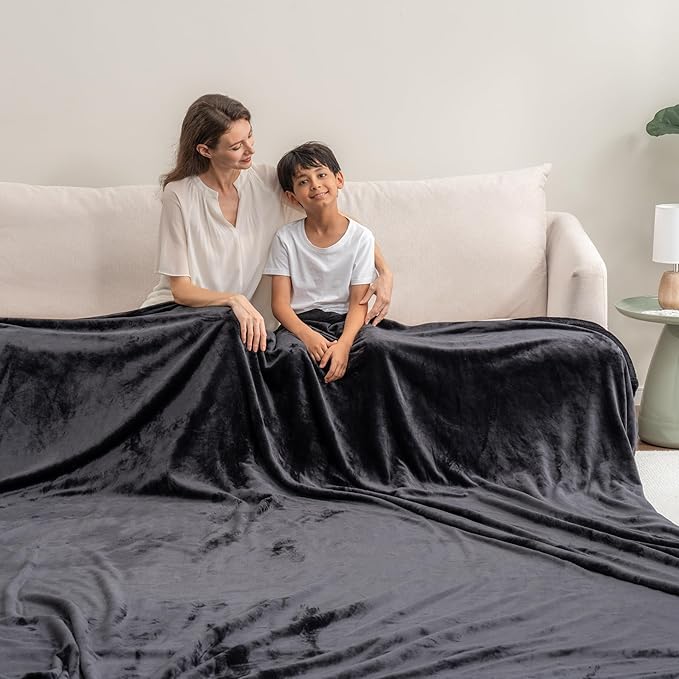 Berkshire Blanket VelvetLoft Big Oversized King Family Blanket, All Season Mid-Weight Ultra Silky and Fuzzy, Seamless Extra Large(Black, 120x120 Inches)