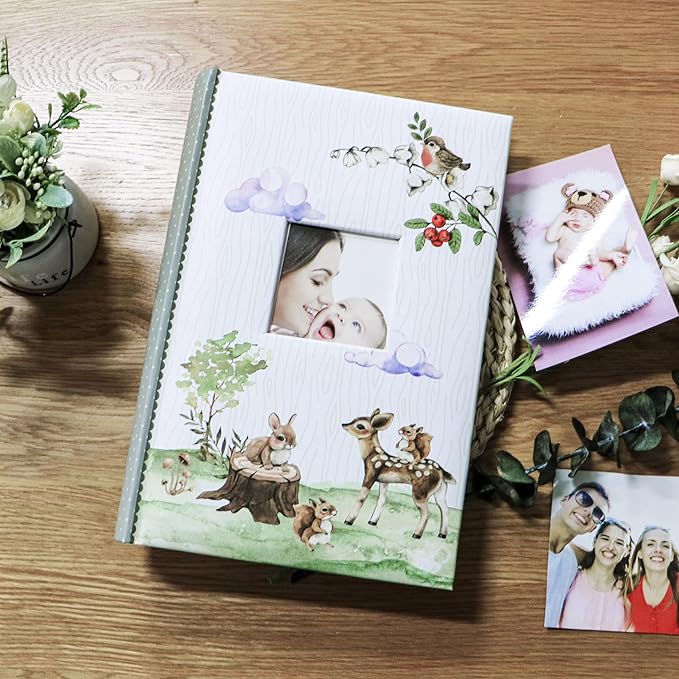 Holoary Baby Photo Album 4” x 6” 300 Photos, Newborn Baby Keepsake Gifts for Baby Boy/Girl and New Parents, Woodland Animals Design Baby Photo Albums