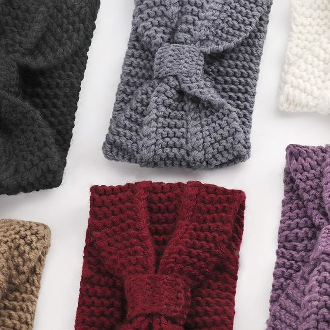 DRESHOW Winter Knit Chunky Headbands for Women Crochet Turban Knitted Ear Warmer Fashion Head Wrap 6 Pack