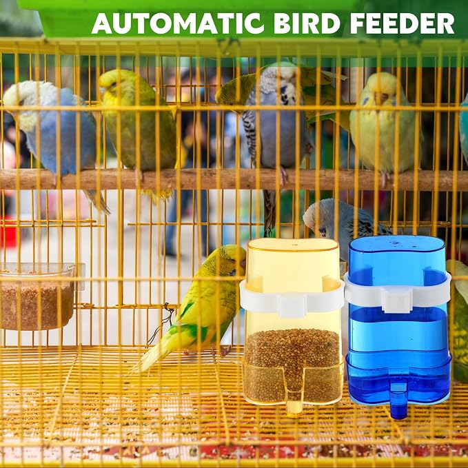 Yaomiao 4 Pcs No Mess Small Bird Feeders Automatic Parakeet Water Dispenser Clear Quail Feeder and Watered Cage Accessories for Small and Medium Parakeet Cockatiel Canary(Water Dispenser,Multicolor)