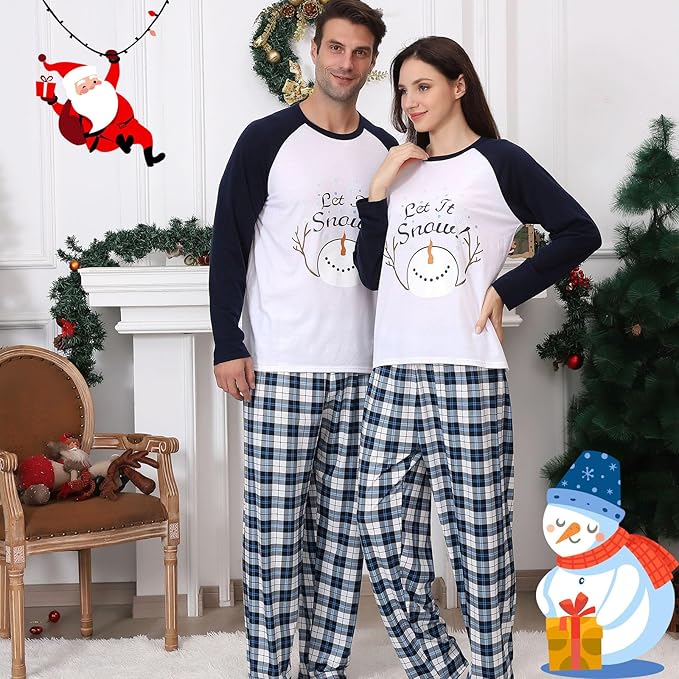 ANGELGGH Matching Christmas Pajamas for Family, Cute Vacation PJs Sets for Couples/Women/Men, Xmas 2 Piece Jammies Sleepwear