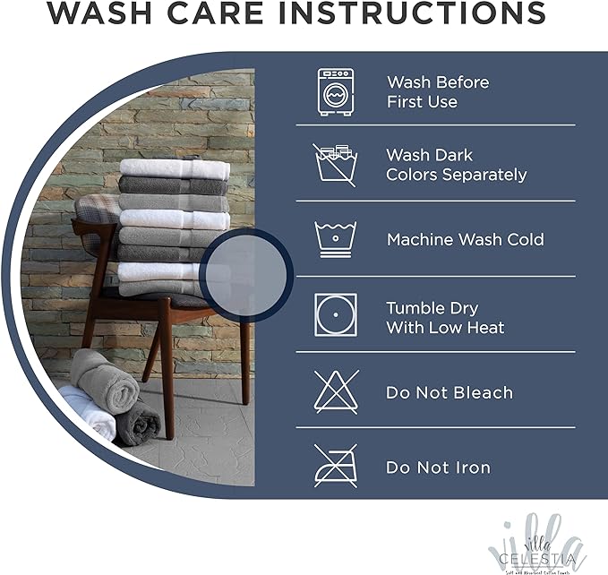 100% Combed Cotton Bathroom Towel Set of 10- 2 Bath Towels, 4 Hand Towels, 4 Wash Cloths, Sustainable, Soft, Highly Absorbent 10 Piece Cotton Bath Towel Set for Hotels, Spa, Bathroom, Dorm, Navy Blue