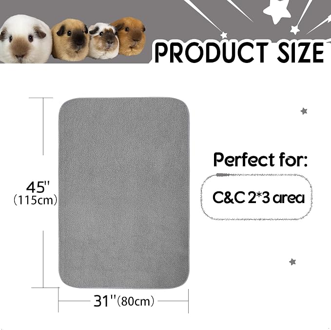 Guinea Pig Bedding, Cage Liners, Washable, Reusable & Leakproof | Premium Fleece Material, Instant Absorbent, Anti-Slip Bottom, Ideal Pee Pads for Small Animals.