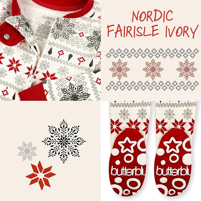 JAMIE Matching Family Jammies Holiday Pajamas 100% Organic Cotton PJs Adults, Kids, Toddlers, Baby, Pets