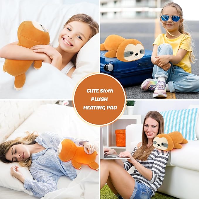 1.5lb Sloth Stuffed Animals Microwavable Heating Pad-Cuddly Sloth Heating Pads for Cramps &Period Pain Relief for Women,Heatable & Coolable Stuffed Animals Bedtime Birthday Gift for Women Kids