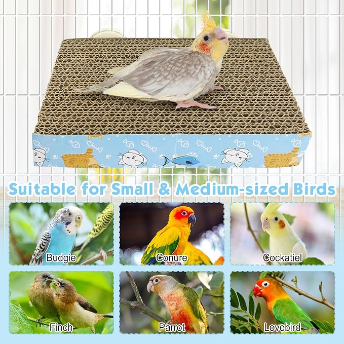 3 PCS Bird Cardboard Platform Hanging Parrot Cage Perch Bird Paw Grinding Stand Parakeet Chew Toys Parrot Cage Playground for Budgie Conure Cockatiel Finch (Large)