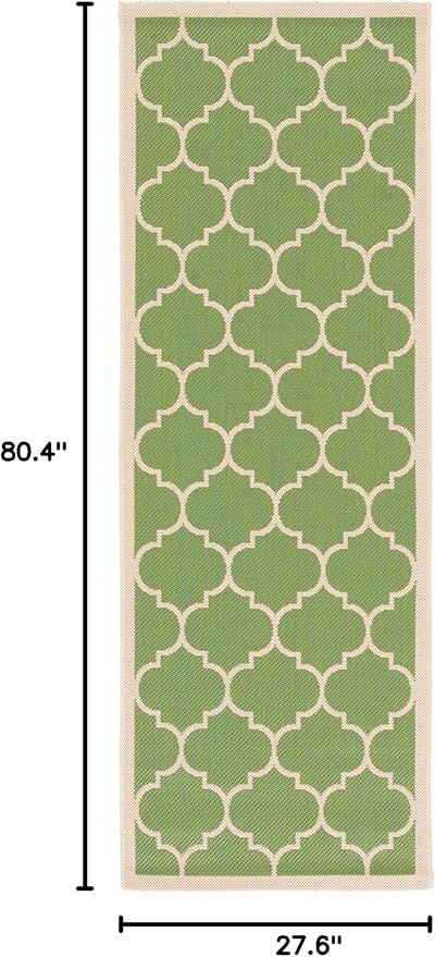 SAFAVIEH Washable Rug Outdoor Courtyard Collection - 2'3" x 6'7" Runner, Green & Beige, Non-Shedding & Easy Cleaning, Ideal for Patio, Entryway, Mudroom, Hallway, Kitchen (CY6914-244)