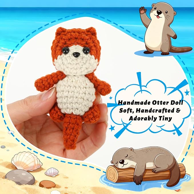 Little Otter Buddy - Knitted Otter Desk Companion Gift | Cute knitted otter buddy, a soft desk companion and thoughtful gift for coworkers, friends and otter lovers