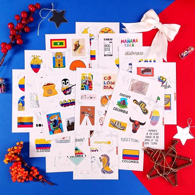 100Pcs Colombia Stickers for Water Bottle and Laptop - Colombian Party Supplies & Decorations, Waterproof Vinyl Decals, Colombia Flag Decals, Gifts for Women & Men