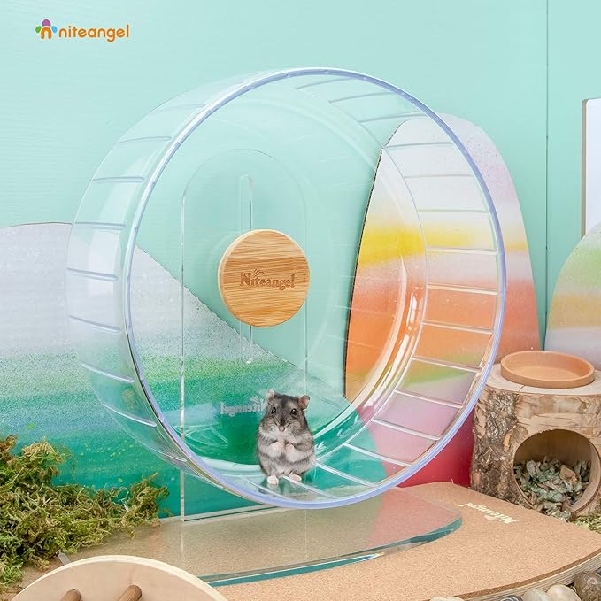 Niteangel Super-Silent Hamster Exercise Wheels: Quiet 11 inch Running Wheel | Can 11.6-15.4" Adjustable Height - No Bend Back Spinner Running for Dwarf Syrian Hamster Gerbils Mice Or Other Small Animal