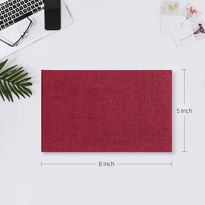 Mublalbum Small Photo Album 4x6 100 Photos Linen Cover Picture Book with Horizontal Pockets for Family Wedding Baby and Anniversary (Red)