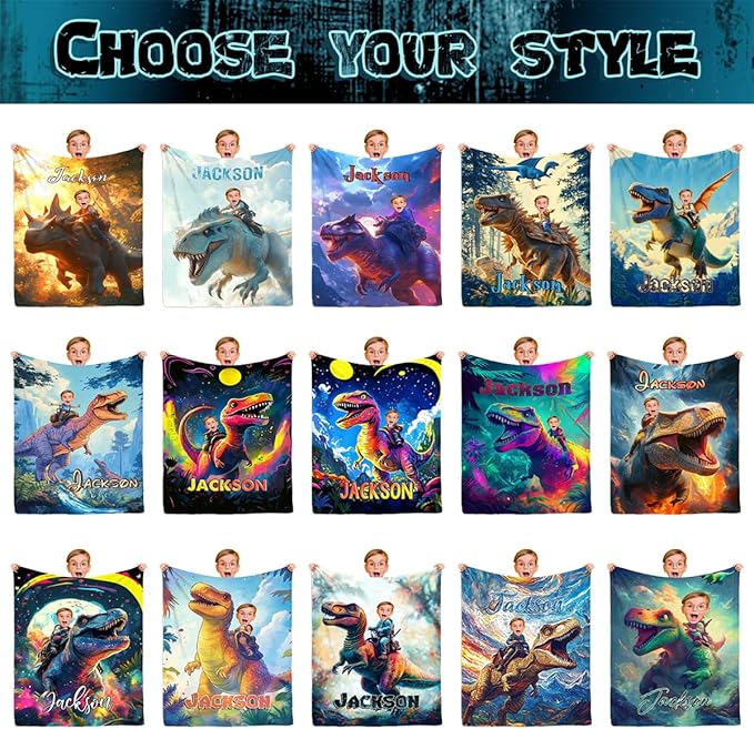 InterestPrint Personalized Name Blanket for Kids Custom Tolder Blankets with Face Funny Blanket Customized Throw Blanket for Boys on Birthday Christmas