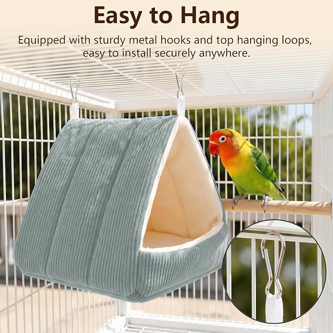 Small Winter Warm Plush Bird Nest Bed for Cage (Small, Dark Gray) | Soft Hanging Bird Hammock Hideaway Hut for Budgies,Cockatiels,Parakeets,Small Medium Birds and Guinea Pig,Washable Bird Bed