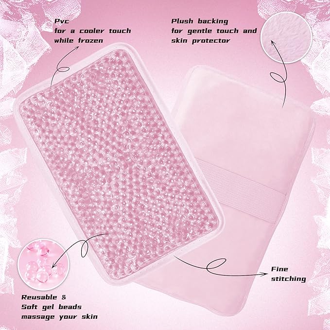 Gel Ice Pack Ice Bag with Strap-Reusable Hot & Cold Pack Compress Therapy for Pain, Swelling,Injuries of Knee, Shoulder, Foot, Back, Ankle, Neck, Hip, Elbow (1Pcs,Pink)