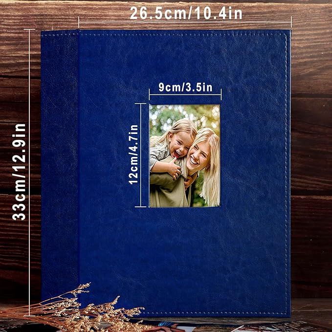 Ywlake Photo Album 4x6 400 Pockets, Leather Photo Albums Holds 400 Vertical Pictures Only Blue