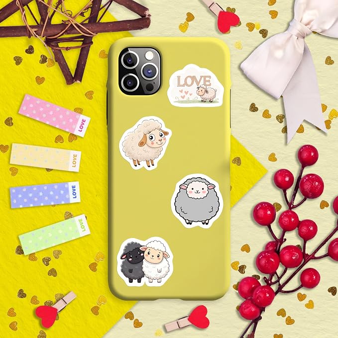 100Pcs Sheep Stickers for Scrapbooking - Sheep Gifts, Party Supplies - Lamb & Farm Animal Stickers - Gift for Women & Men