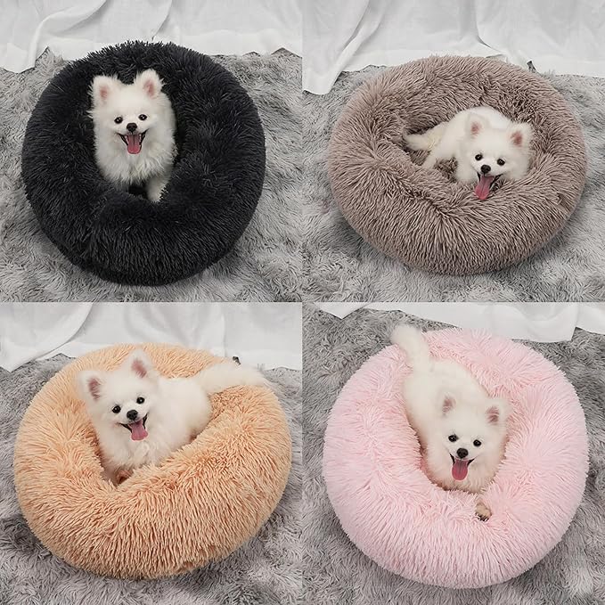 Dog Bed for Small Medium Large Dogs, 20 inch Calming Dogs Bed, Washable-Round Cozy Soft Pet Bed for Puppy and Kitten with Slip-Resistant Bottom