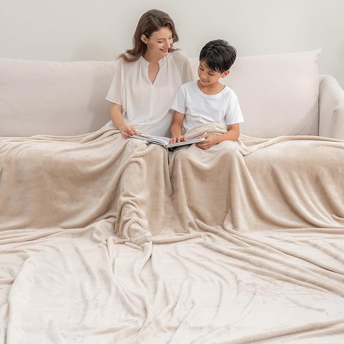 Berkshire VelvetLoft Oversized King Family Blanket, All Season Mid-Weight Ultra Silky and Fuzzy, Seamless Extra Large (Grain, 120x120 Inches)