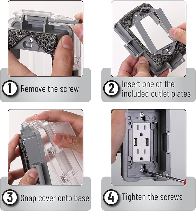 Bates- Weatherproof Electrical Outlet Cover, 3 Pack, 1-Gang, Outdoor Outlet Cover Weatherproof