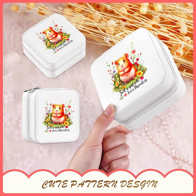 Hamster Jewelry Box, Gifts For Teens Girls, Hamster Lovers Stuff Items Accessories Things Merchandise Decor Merch, Travel Ring Earrings Necklace Organizer Holder!