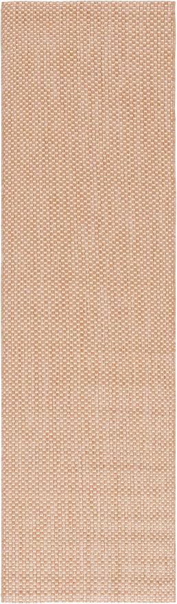 SAFAVIEH Washable Rug Outdoor Courtyard Collection - 2'3" x 18' Runner, Natural & Cream, Non-Shedding & Easy Cleaning, Ideal for Patio, Entryway, Mudroom, Hallway, Kitchen (CY8521-03012)