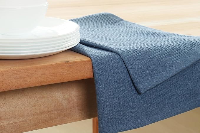 PurpleEssences Waffle Weave Kitchen Towel, 100% Cotton, 15x25 Inch, with Hanging Loop Ultra Soft Absorbent Quick Drying Dish Cloth, Tea and Hand Towels, 6 Pack - Christmas Holiday Winter - Smoky Grey