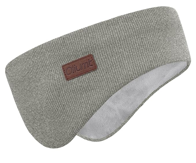 Winter Ear Warmer Headband for Men Women Double-Layer Knit Ear Muffs Cover with Fuzzy Lining for Running and Cycling (Light Grey, One Size)