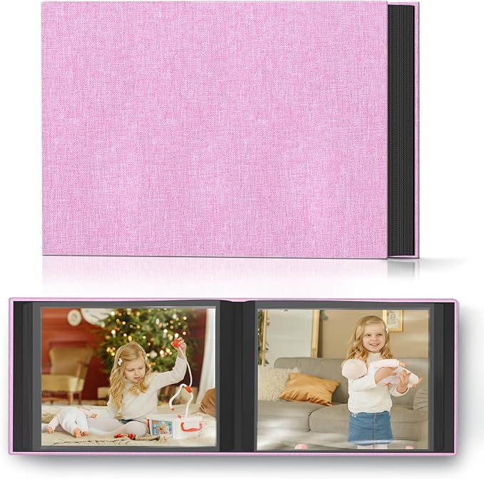 Popotop Photo Album 4x6 48 Pockets for Wedding Gifts,Linen Hardcover Picture Albums for Family Anniversary Baby Vacation Pictures