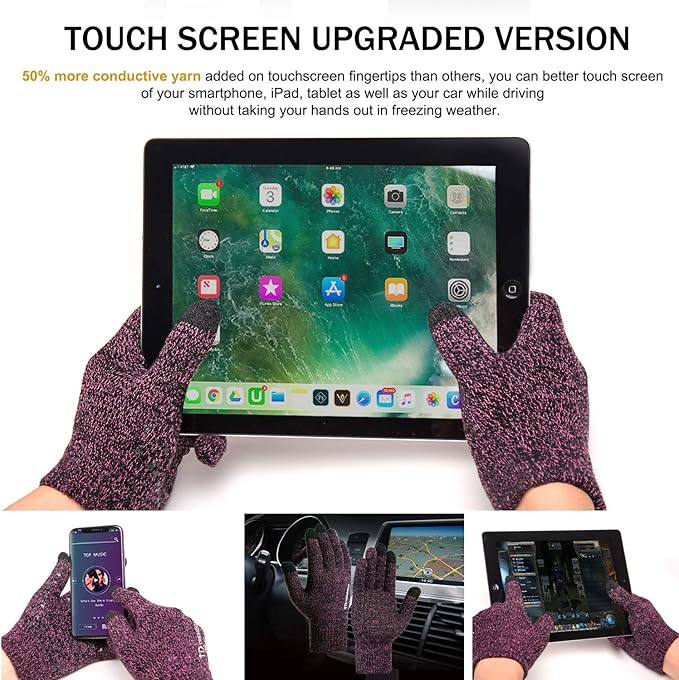 TRENDOUX Winter Gloves for Men Women - Upgraded Touch Screen Cold Weather Thermal Warm Knit Glove for Running Driving Hiking