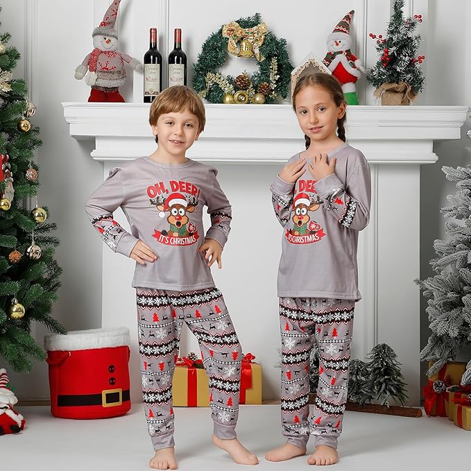 ANGELGGH Matching Christmas Pajamas for Family, Cute Vacation PJs Sets for Couples/Women/Men, Xmas 2 Piece Jammies Sleepwear