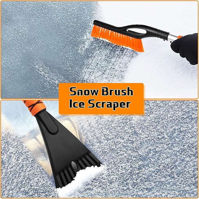27" Car Snow Brush and Ice Scrapers for Car Windshield, 2-in-1 Detachable Ice Scraper and Brush for Car with Ergonomic Foam Handle, Suitable for Cars, Trucks, SUVs