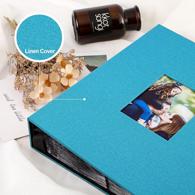 Ywlake Photo Album 4x6 400 Pockets, Linen Photo Albums Holds 400 Vertical Pictures Only Teal