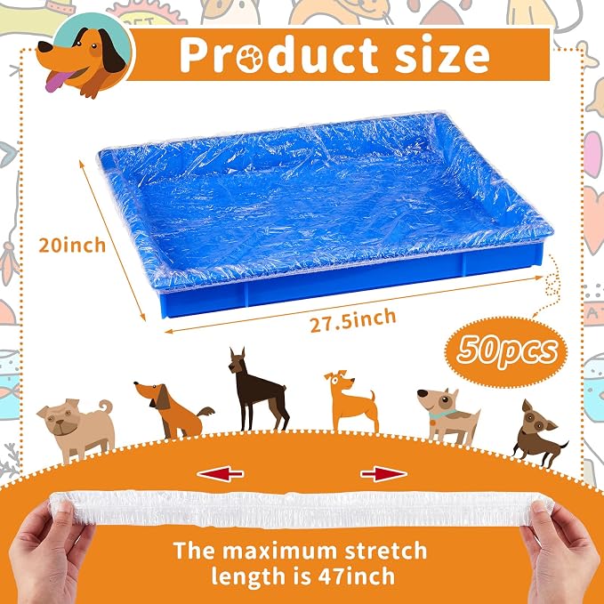 Tondiamo Disposable Rabbit Cage Liners for Litter Box Tray, Medium, 50 Pcs | Leak Proof Elastic Plastic Toilet Film Bags for Small Animals Bunny Guinea Pig Hamster Hedgehog Chinchilla Bird, Easy Clean