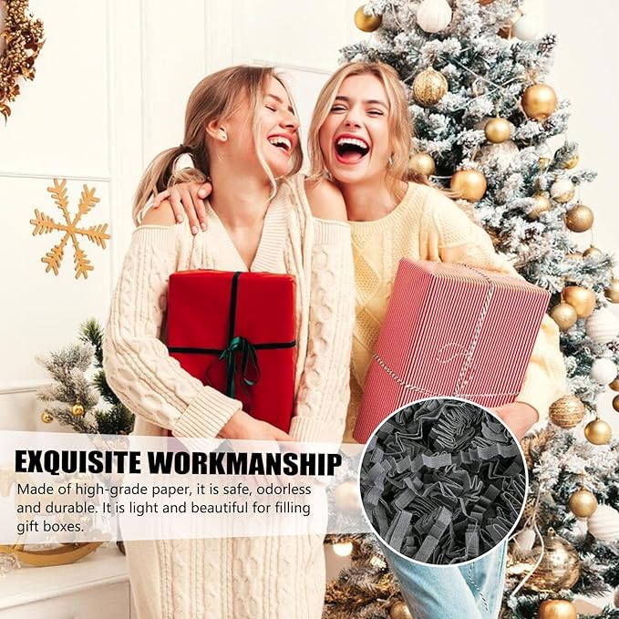 ZEBMOON 2 LB Grey Crinkle Cut Paper Shred Filler Great for Gift Wrapping, Basket Filling, Birthday, Wedding, Halloween, Thanksgiving, Christmas Day, New Year Party Decorations Filling Supplies