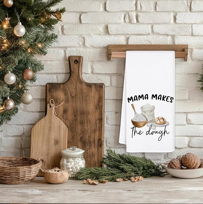 Mama Makes The Dough Kitchen Towels, Tea Towels for Baking Sourdough, Baking Gifts for Women Decorative Dish Hand Towels for Kitchen, for Mama Mom, 16x24 Inch