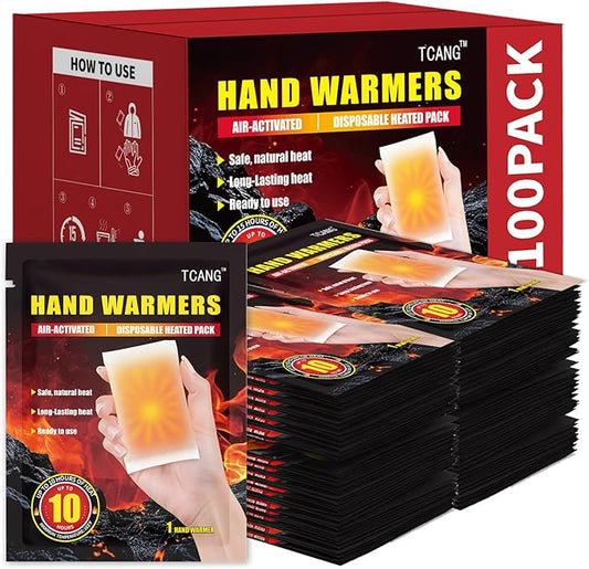 Hand Warmers Disposable - Up to 10 Hours of Heat - 50/100/200 Pack Super Long Lasting Air Activated Warmers, All Natural, Portable for Body, Hands & Toes - Odorless Hot Warmer Heater for Sport