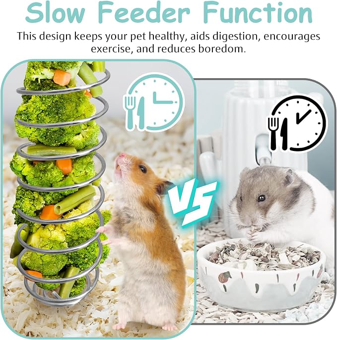 3 PCS Rat Enrichment Toys Stainless Steel Rat Foraging Toy Hanging Slow Feeder Mice Fruit Vegetable Skewer Food Holder Cage Accessories for Rodent Dwarf Hamster Gerbil
