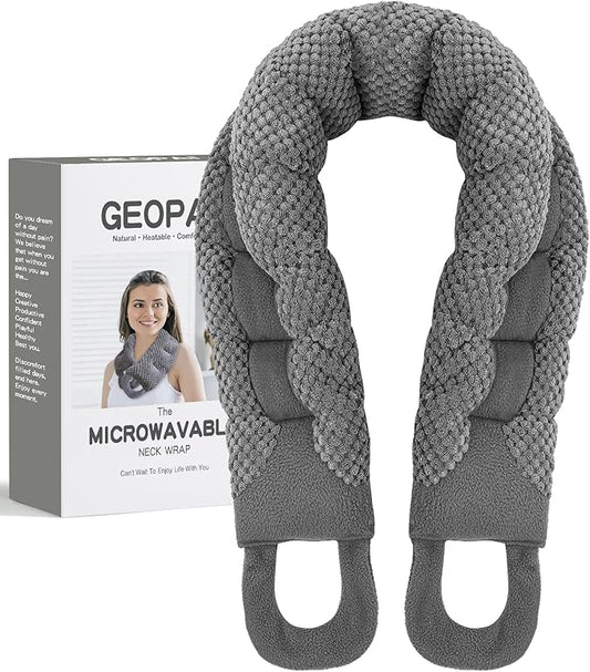Microwavable Heating Pad for Neck and Shoulders Back 33 * 6" Extra Long Weighted Microwave Moist Heat Pack for Cramps, Pain Relief Warm Compress Neck Wrap to Relax Sore Muscles, Joints, 1 Pack