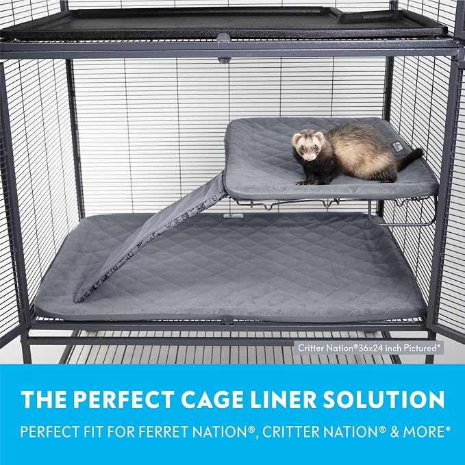 Paw Inspired Fitted Fleece Liner Set for Critter Nation 1-Story Cage, Gray | Single Unit Combo Pack for Ferret Nation/Critter Nation Cage, For Ferrets, Rats, Chinchillas, Hedgehogs, Small Animals, Pets