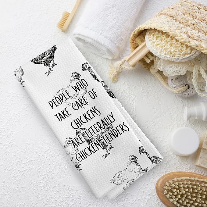 Funny Retro Humor Kitchen Towels Dish Towel Dishcloth 16x24 Inches, Chicken Humorous Gifts for Women Men, Funny Dish Towels with Sayings Decorative Absorbent Tea Towel Kitchen Bathroom Decor