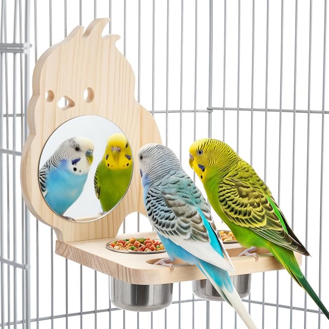 Natural Wood Perch, Adjustable Cage Accessory & Toy, Tool-Free Design for Parakeets, Cockatiels, Lovebirds
