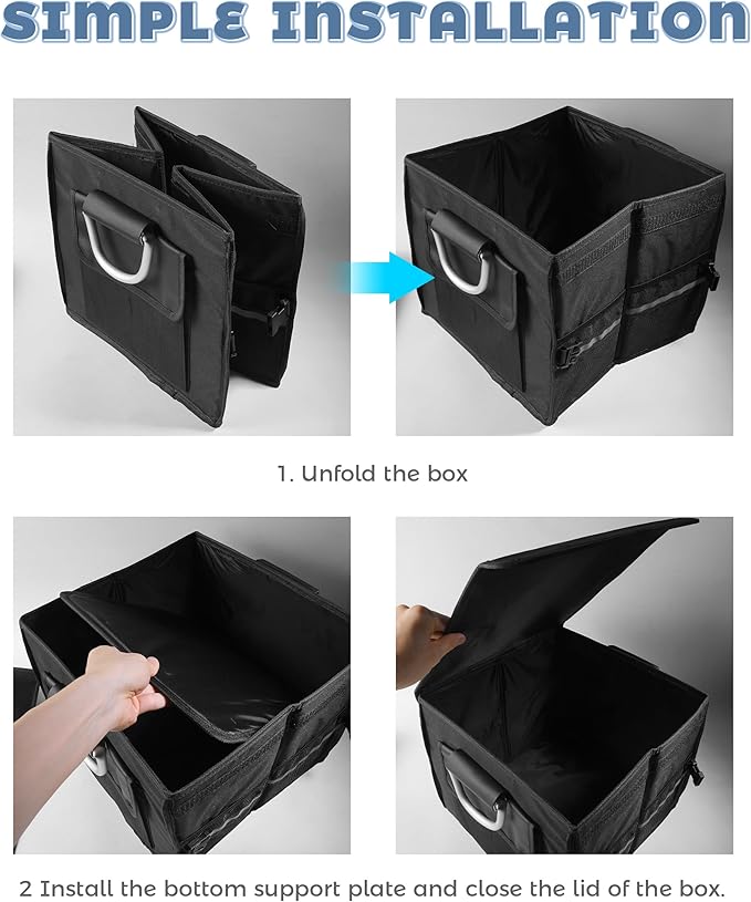 Trunk Organizer,Car Accessories Car Organizers and Storage,Collapsible Waterproof Oxford Trunk Organizer for SUV with Aluminium Alloy Handle,Suitable for All Trucks,SUVs,Vans,Jeeps,and Cars