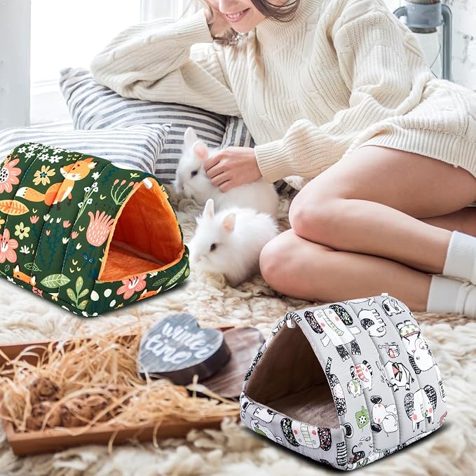 Cinnvoice Guinea Pig Hideout Bed Washable House Cage, Wonder Tale, 7.9 in | Soft Tunnel for Hamster Rabbit Bunny Chinchillas Hedgehog Mice Rat, Cozy Hideaway Habitat Accessories, Removable Cushion Pad