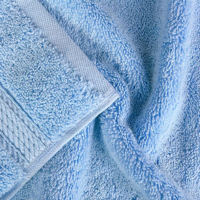 BLUENILEMILLS Madison Egyptian Cotton Towels, Towel Set for Bathroom, Shower, Hotel, Plush, 900 GSM, Highly Absorbent and Ultra-Soft Towels, Bath Essentials, 8 Piece Assorted Towel Set, Light Blue