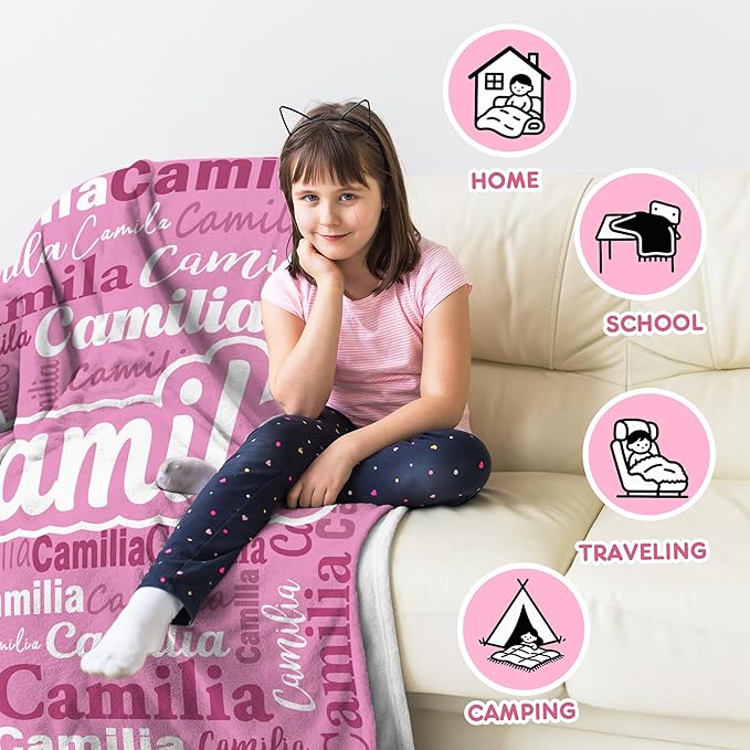 Ships Next Day- Custom Blanket with Name, Personalized Kids Throw Blankets, Teen Girl Gifts Trendy Stuff, Christmas Birthday Gifts for Boys Girls