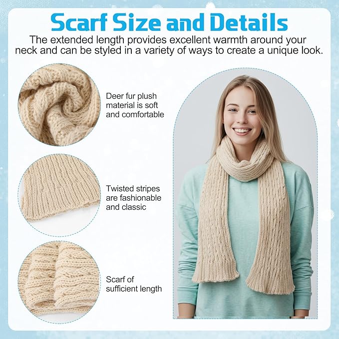 Geyoga 6 Pcs Winter Warm Set for Women Warm Beanies Hats Touchscreen Gloves Long Scarf Ear Muffs Socks Winter Gifts for Women